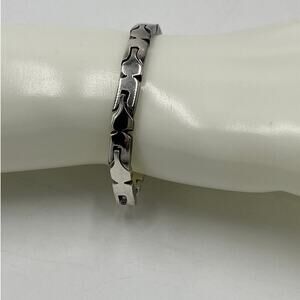 Lg 925 Sterling T7-15 Taxco Mexico Unique Chevron Style Bracelet 32.65 Gr 7.5"